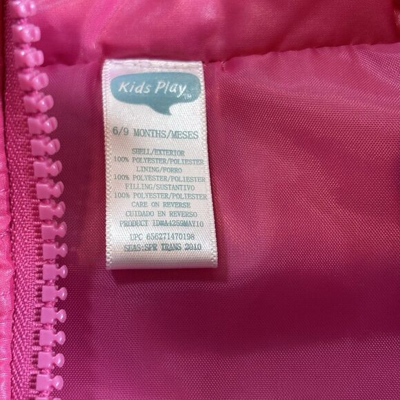 Kids Play Baby Girls Puffer Vest Jacket Full Zip Up Pink Ruffle accent 6-9 Month - Picture 7 of 10